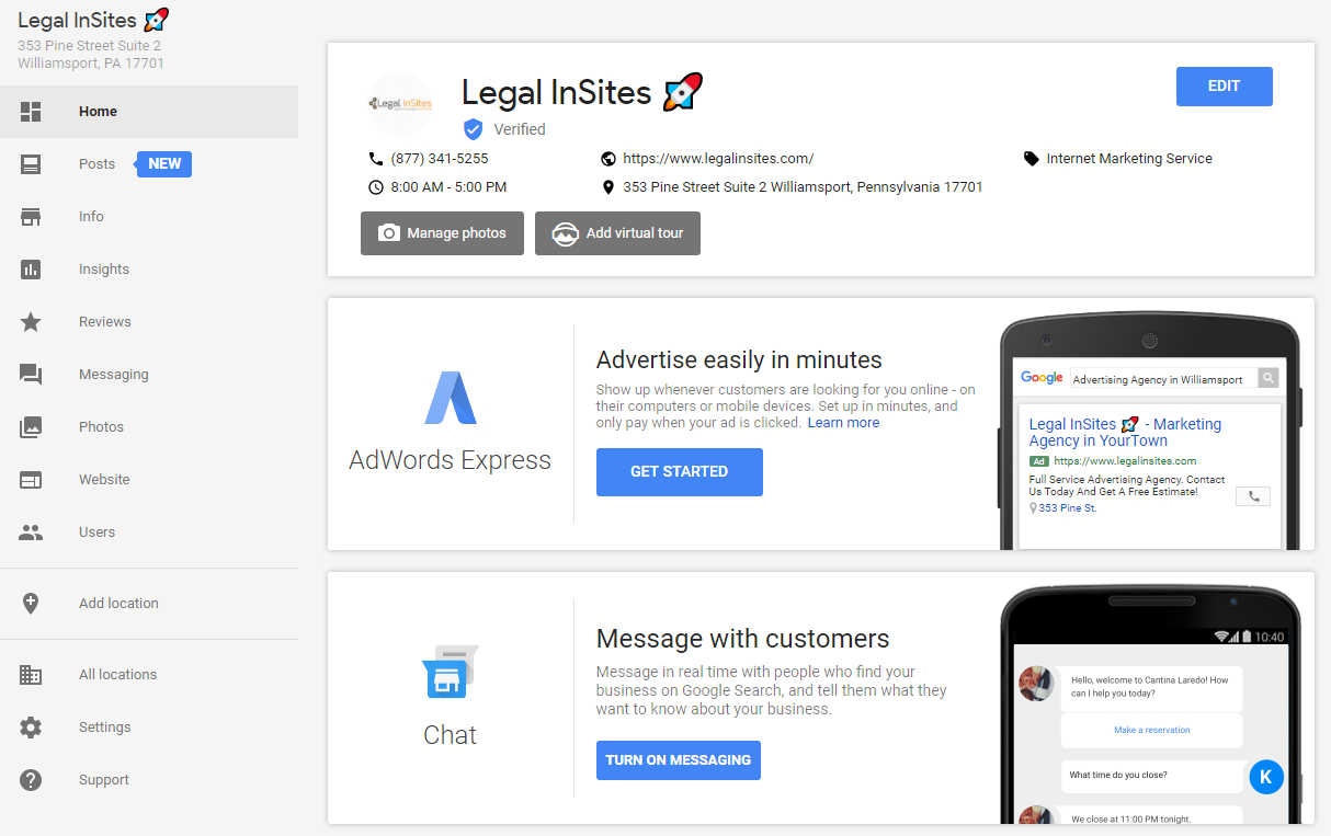 Business chat google Google My