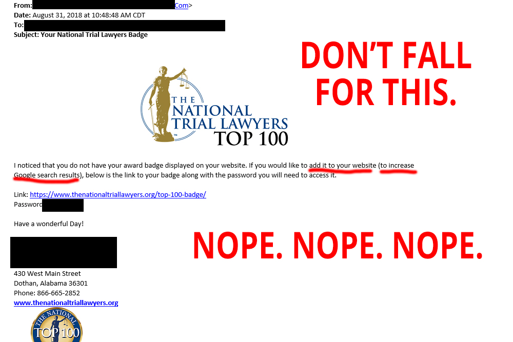 Don't Fall For This Legal Award Scam - The National Trial Lawyers